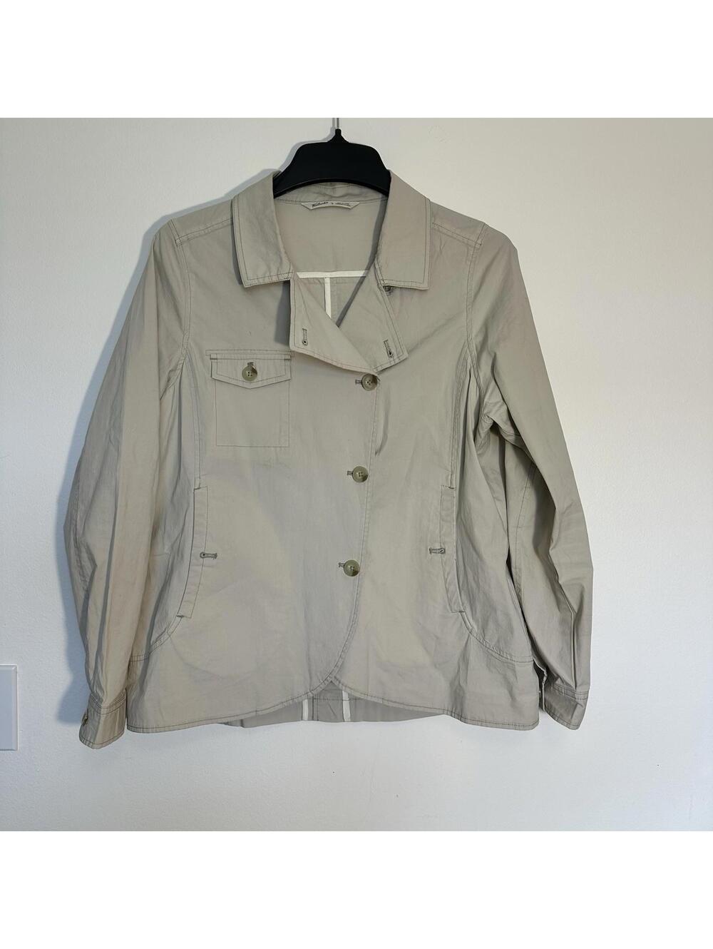 Woolrich Safari Jacket Womens Large Khaki Cotton Pockets Lightweight Button